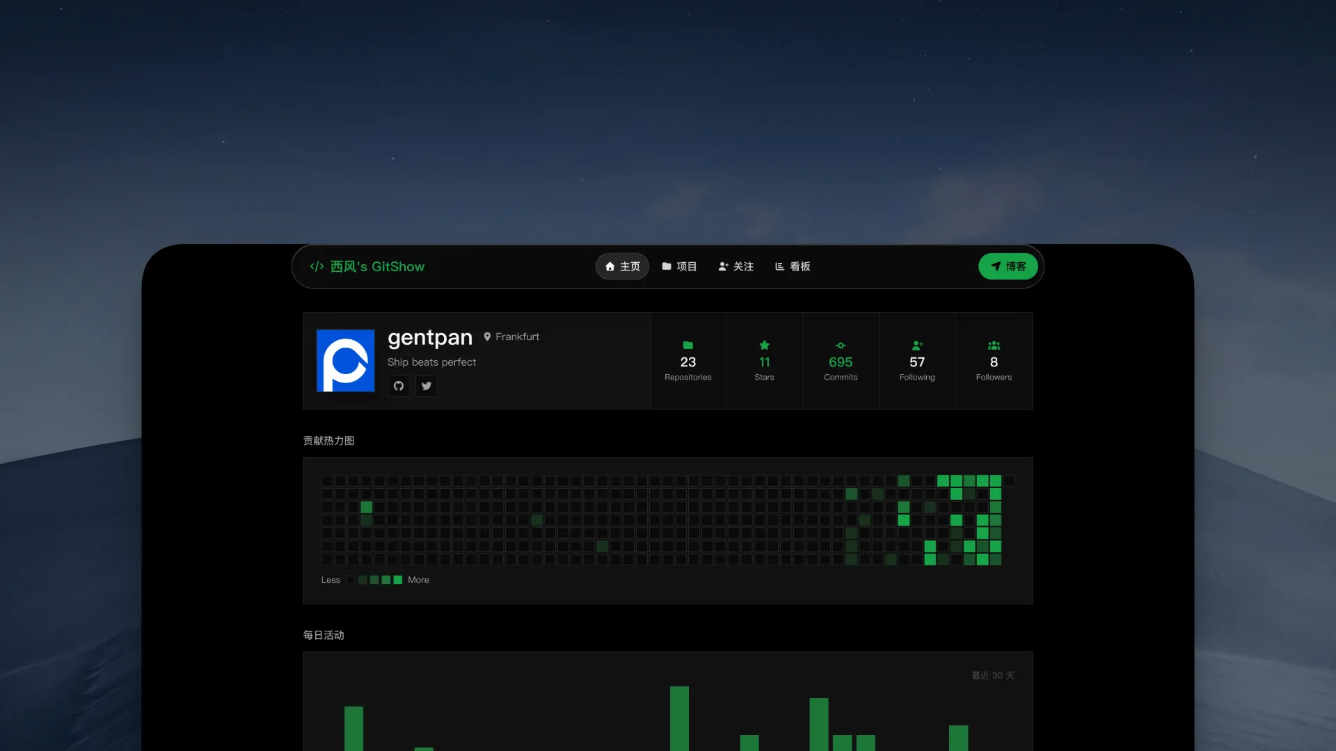 GitShow:把 GitHub 账号变成一个自托管个人主页